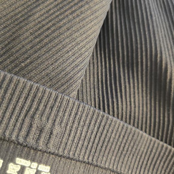 OQQ Black Ribbed Knit Polo Dress Short Sleeve Bodycon Snap Mini Casual Women Lrg - Picture 8 of 8